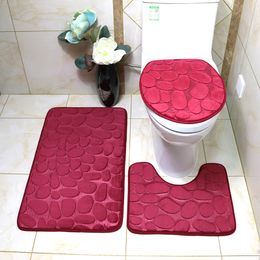 3PCS/SET MAT KHPATA FLANEL ANTY SLIP Absorbent łazienka brukowana mata podłogowa pokrywka pokrywka pokrywka U w kształcie stopy miękkie dywany dywaniczne pralki maszynowe W0029