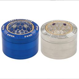 Smoking pipe New Fashion Convex Cover 4-layer Zinc Alloy Cigarette Grinder 63mm Manual Metal Cigarette Crusher