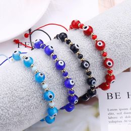 Charm Bracelets Turkish Evil Blue Eye Beads Bracelet Braided Rope Chain Colorf Crystal For Women Handmade Jewellery Gifts Drop Delivery Dhxj3