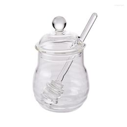 Storage Bottles Honey Jar Dispenser Bottle Transparent High Borosilicate Jars Stirring Rod Honeycomb Tank 300ML