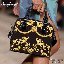 Evening Bags Luxury Women Handbags Europen Golden Floral Leather Totes Bags PU Female Shoulder Bag Girls Top-Handle Bolso Mujer Dropshipping T230526