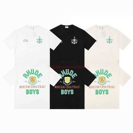 Designer Fashion Clothing Tees Tshirt Rhude Summer New Logo Letter Printing Couple Loose Cotton High Street Fashion Brand Short Sleeve Tshirt Cotton Streetwear 26