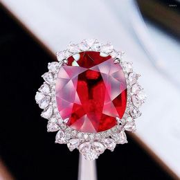 Cluster Rings HJY Solid 18K Gold Jewel Natural Red Tourmaline Gemstones 12.6ct Diamonds Female For Women Fine Ring