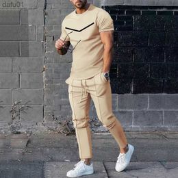 T-shirt da uomo New Mens Summer Set Tinta unita T-shirt corta stampata 3D Pantaloni 2 pezzi Tute Abbigliamento maschile oversize Abbigliamento sportivo Joogers L230520