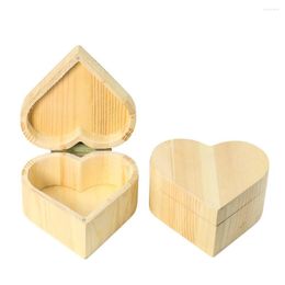 Jewellery Pouches Retro Genuine Wood Heart Box Wooden Necklace Earrings Bracelet Packing Collect Storage Woman Hand Craft Case