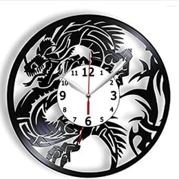 Wall Clocks Clock Dragon Tattoo Tribal Dungeon Master Record Gorgeous Cool Evil Totem Teen Home Decor Animal Gift