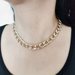 Fashion Cuban Link Chain Choker Necklace for Women y2k Aesthetic Gold Silver Curb Chains Necklaces Hip Hop Punk Rock Grunge Party Jewellery Accessories Wholesale