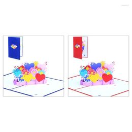 Greeting Cards 77JB 3D Valentine's Day Card Colourful Printed Flower Love Heart For Wedding Anniversary Birthday Party Invitation