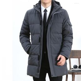 Men's Down Business Casual Winter Men Long Jacket Large Size L-6XL Thicken Warm Parkas Coats Hooded Windbreaker Manteau Homme Hiver