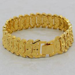 Link Bracelets Dubai Bracelet For Men Women 24K Gold Colour Width 21cm 16mm Hiphop Chain Ethiopian/African/Arab Jewellery