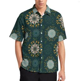 Men's Casual Shirts Aves Mandala Vacation Shirt Retro Bohemia Print Hawaii Mens Funny Blouses Short-Sleeve Design Clothing Plus Size