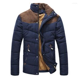 Men's Down Clothing Winter Jacket Men Warm Causal Parkas Cotton Banded Collar Male Padded Overcoat Outerwear Ya332