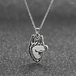 Pendant Necklaces Vintage Silver Colour Stainless Steel Long Chains Siberian Husky Necklace Dog For Women Men Jewellery Lover Gifts