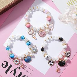 Charm Bracelets XiaoboACC Ocean Style Shell Ceramic Beads Women Luxurious Colorful Crystal Glass Ornament Bangles