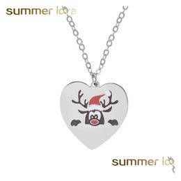 Pendant Necklaces Christmas Little Antler Deer Head Necklace Stainless Steel Jewelry Classic Gifts Chokers For Kids Drop Delivery Pen Dhjf3