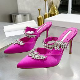 2023 Fashion stiletto heel womens sandals Luxury designers Crystal Embellished slippers hi heeled shoes slipper sandal versatile size35-41