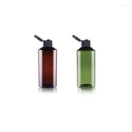 Storage Bottles 20pcs 200ml Empty Travel Flip Cap Plastic Bottle Shampoo Liquid Cosmetics Container Green Brown Factory Wholesale