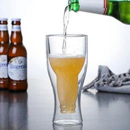 Inverted Double Layer Beer Cup Crystal Cup Coke Glass Cup Creative Milk Drink Cup Bar Draught Beer Cup