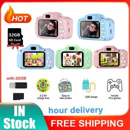 Toy Cameras Children Kids Camera Portable Selfie Digital Video Recorder Camera with 32GB Memory Card Toy for Girls Boys Xmas Birthday Gifts 230525