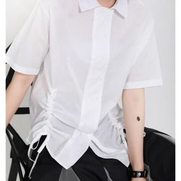 Women's Blouses Top Women's Summer Design Sense 2023 Double-breasted Hem Draw Rope Concave Style Shirt Women