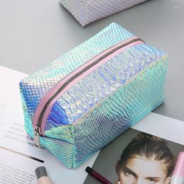 Cosmetic Bags 2PCS/PACK Selling Waterproof Laser Bag Holographic Travel Small Square Leather Toiletry Pouch