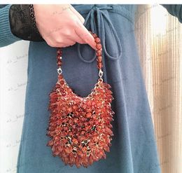 Evening Bags Evening Clutch Bags New Beaded Small Purses Women's Wallet Trendy Texture Transparent One-shoulder Messenger Bag Handmade T230526