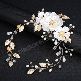 Elegant Girls Bridal Headband Imitated Pearl Hair Headdress Flower Wreath Bride Head Hoop Wedding Headbands Hair Jewellery