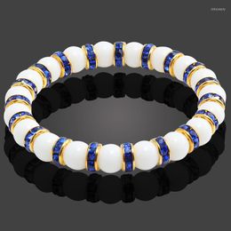 Strand 11 Style Natural Stone Chakra Elastic Bracelet Men White Porcelain Healing Balance Beads Reiki Buddha Prayer For Women