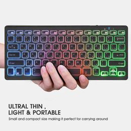 Keyboards Rii K09 Bluetooth Mini Wireless LED Backlit Russian Keyboard With Rechargeable For iOS Android Tv Box G230525