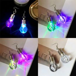 New Luminous Unique Colourful Funny Light Bulbs Drop Earrings for Women Girls Fashion Geometric Dangle Party Night Club Jewellery