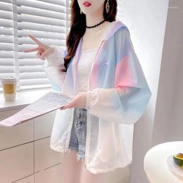 Women's Jackets Hooded Sunscreen Coat Clothes Ladies 2023 Summer Thin Anti-Ultraviolet Tie-Dye Long-Sleeved Cardigan Student Jacke