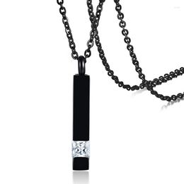 Pendant Necklaces Stainless Steel Crystal Cremation Urn Jewelry Cube Memorial Ashes Necklace Keepsake Black Birthstone Series Drop