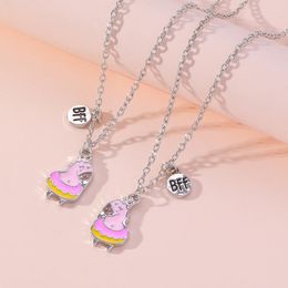 Pendant Necklaces 2 Pcs/Set BFF Friendship Necklace Lovely Pink Sisters Splice Girl Christmas Gift For Friends And Childs