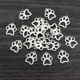 30pcs 14x11mm No Fade 316 Stainless Steel Dog/Cat Footprint Charms Pendant Jewellery Making Accessories DIY for necklace bracelet