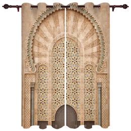 Curtain Yellow Wall Gate Morocco Window Modern European Style Curtains For Bedroom Living Room Backdrop