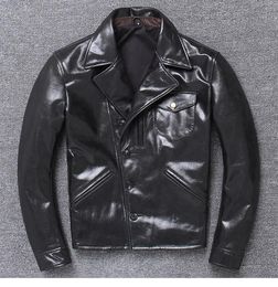 Men's Leather & Faux 2023 Mens Cowhide Jacket Man Slim Genuine Coat Cool Motor Biker Jackets Classic Japan Style Wholesales