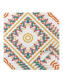 Table Napkin 4pcs Ethnic Style Pattern Colour Square 50cm Party Wedding Decoration Cloth Kitchen Dinner Serving Napkins