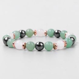 Strand Natural Stone Beads Bracelet Men Energy Hematite Healing Bracelets For Women Green Aventurine Quartz Prayer Reiki Jewelry 8mm