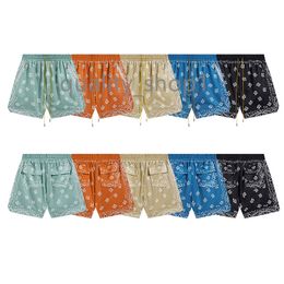 Designer RHUDE Men's Shorts Fashion Luxury Printed Mesh Draw Rope High Street Women Men's Shorts Summer Casual Double Layer Quarter Pants Beach Shorts Size S-XL