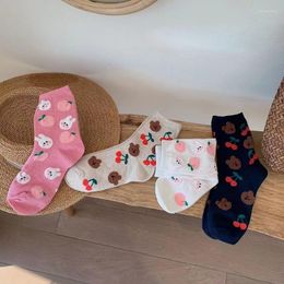 Women Socks Japanese Soft Girl Stockings Cute Cartoon Bear Student Korean Version Instagram Trend Mid Autumn And Winter