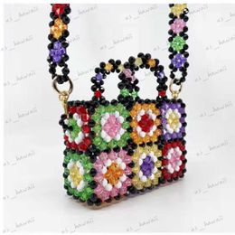 Evening Bags Designer Bead Bag Floral Designer Brand Acrylic Crystal Clear Pearl Beaded Box Tote Bag Women Party Bucket Handbag T230526