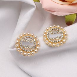 Fashion Round Stud Earrings for Women Men Crystal Designer Earrings Jewelry Wedding Party Gift Accessories