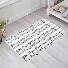 Carpets Staff Tab Music Note Black White Floor Mat Entrance Door Living Room Kitchen Rug Non-Slip Carpet Bathroom Doormat Home Decor