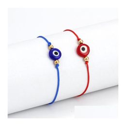 Charm Bracelets Lucky String Evil Eye Red Blue Black Cord Adjustable Braided Bracelet Diy Jewellery Drop Delivery Dhhzw