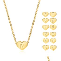 Pendant Necklaces Initial Necklace Stainless Steel Heart Shaped Gold Plating 26 Letter For Mom Baby Girl Drop Delivery Jewelry Pendan Dhrog