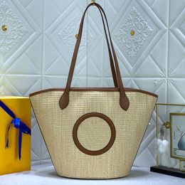 Straw Shopping Bag Women Composite Bag Lafite Beach Bag Shoulder Handbags Designer Tote Bags Woven Bag Flat Purse Zipper Coin Pouch Wallets Fashion Leather Letters