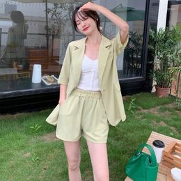 Women's Tracksuits Women 2023 Summer Short Sets Female Casual Notched Collar Blazers High Waist Shorts Ladies Office Street Cool Outfits R46