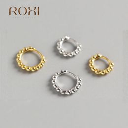 ROXI Classic Small Round Beads Gold Hoop Earrings Punk Simple Circle Earring Women Jewellery 925 Sterling Silver Earrings Ear Clip