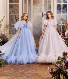 Girl Dresses Puffy Flower Princess Dress Tulle Lace Girls First Communion Cute Kids Wedding Party Special Occasion