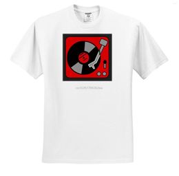 Men's T Shirts Florene Fifties - Retro Red And Black Record Player T-Shirts Adult T-Shirt Large (ts_38103_3)